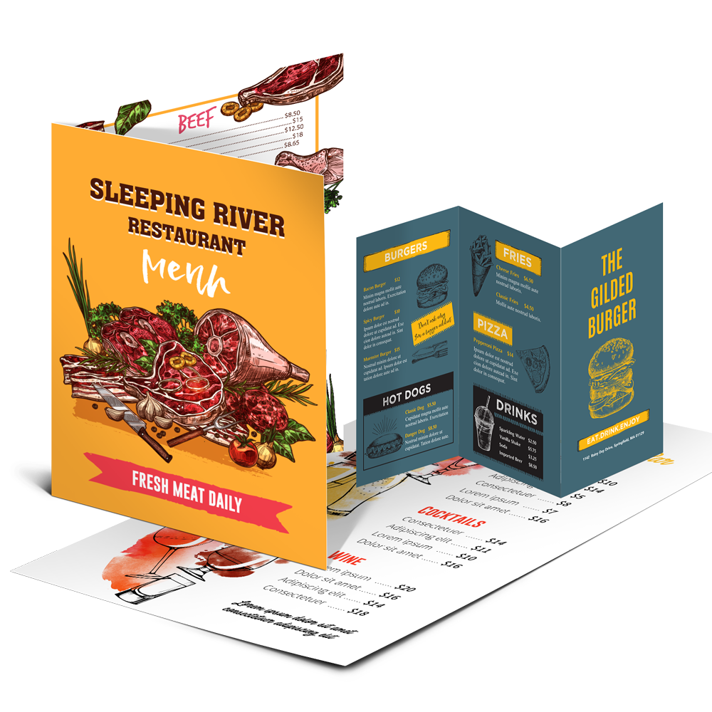 Printed menu — product example