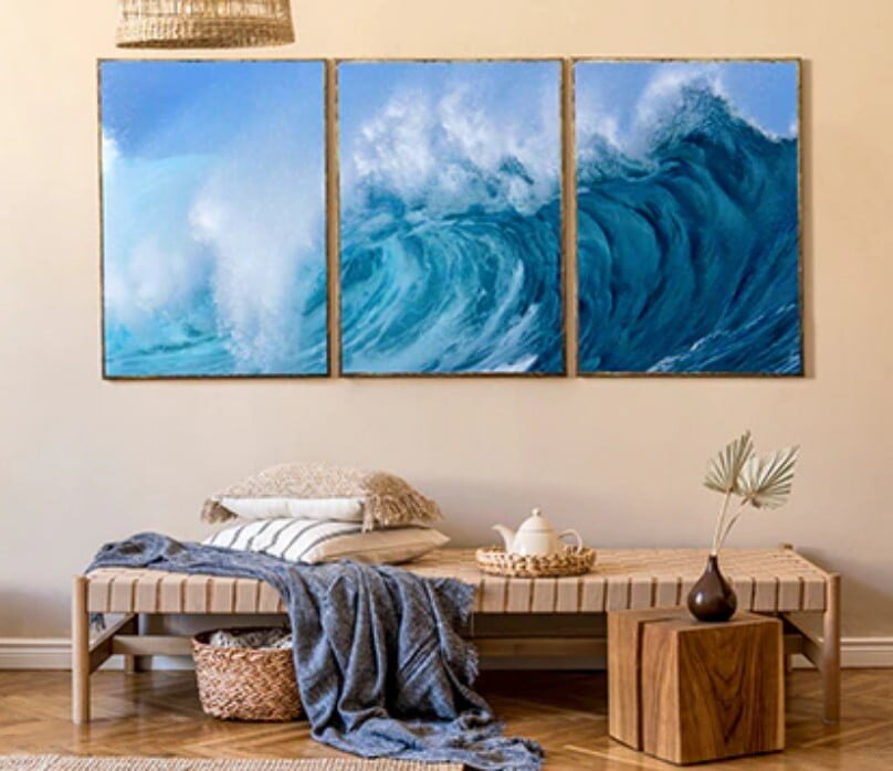 A coordinated trio of canvas prints