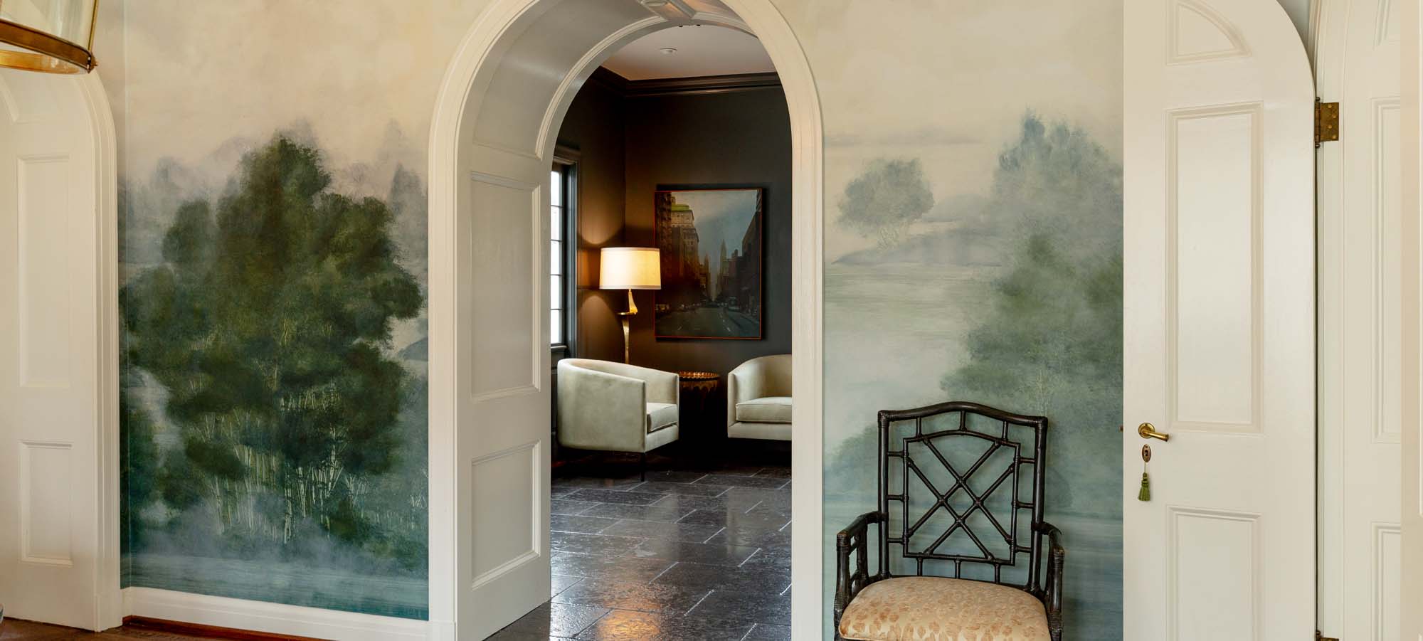 Landscape wall art in a residential interior